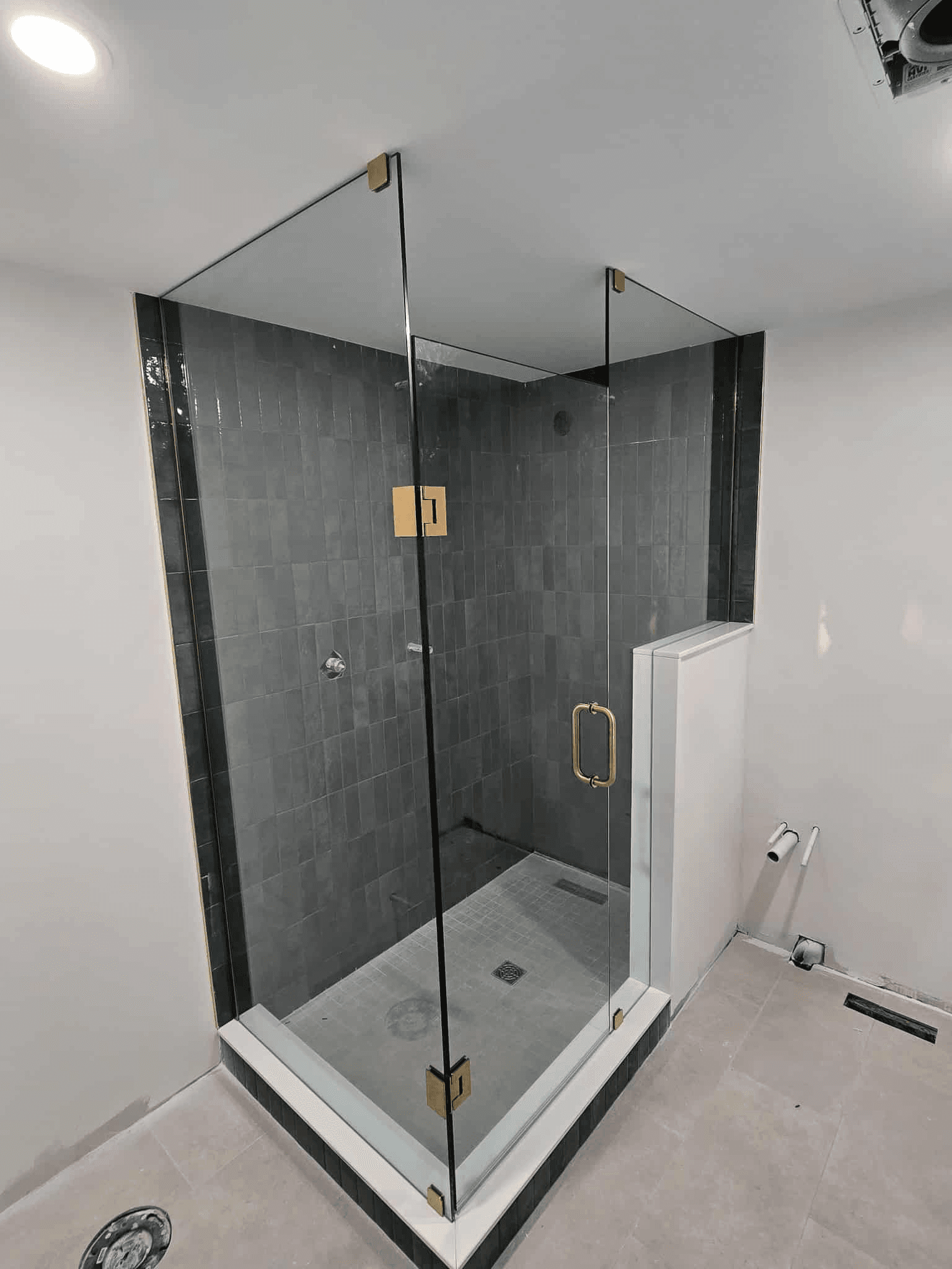 Blacked out glass shower