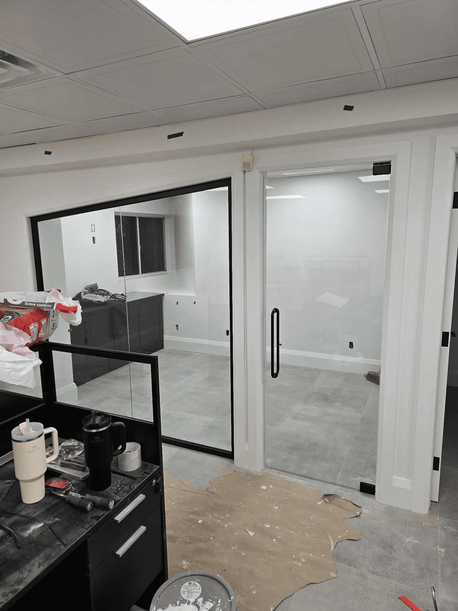 Glass wall and office door